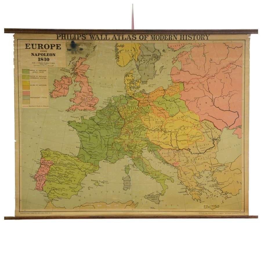 Vintage school map - Europe under Napoleon