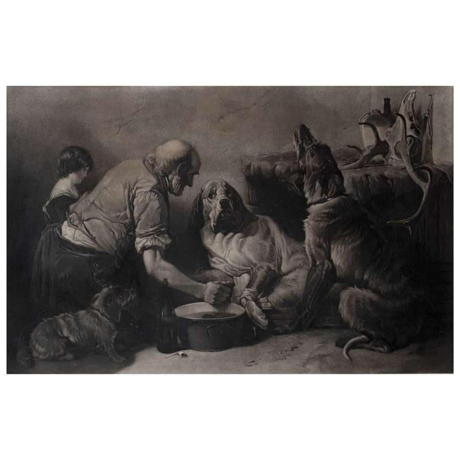 Richard Ansdell - The Wounded Hound - mezzotint