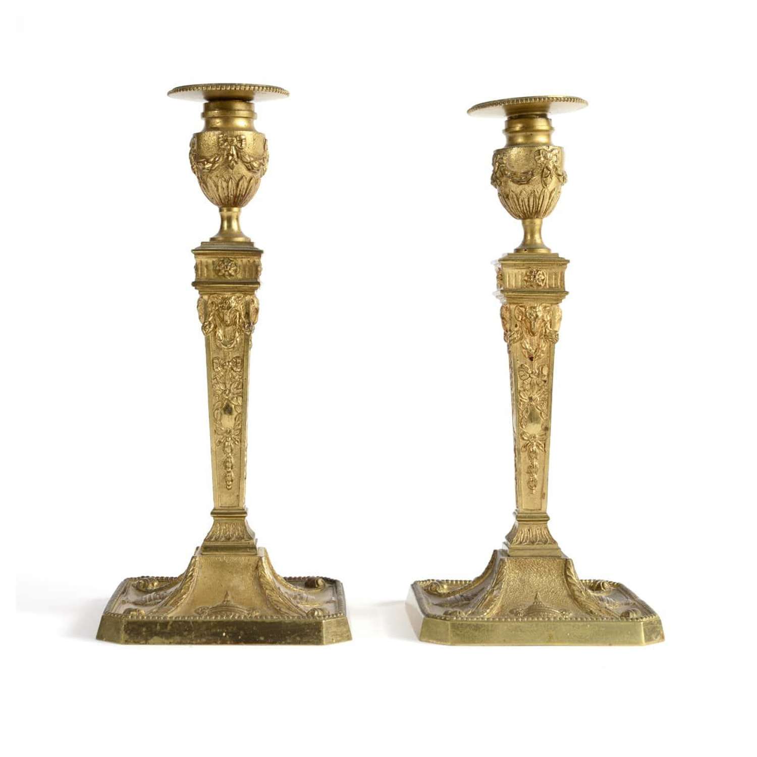 Pair of French ormolu candlesticks