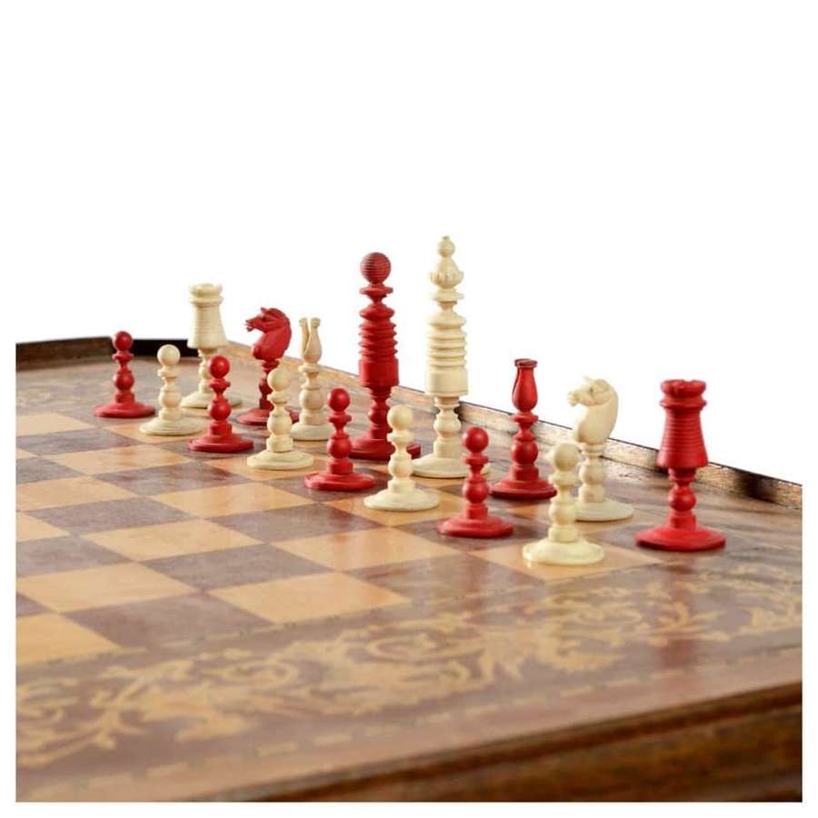19th Century barleycorn pattern chess set
