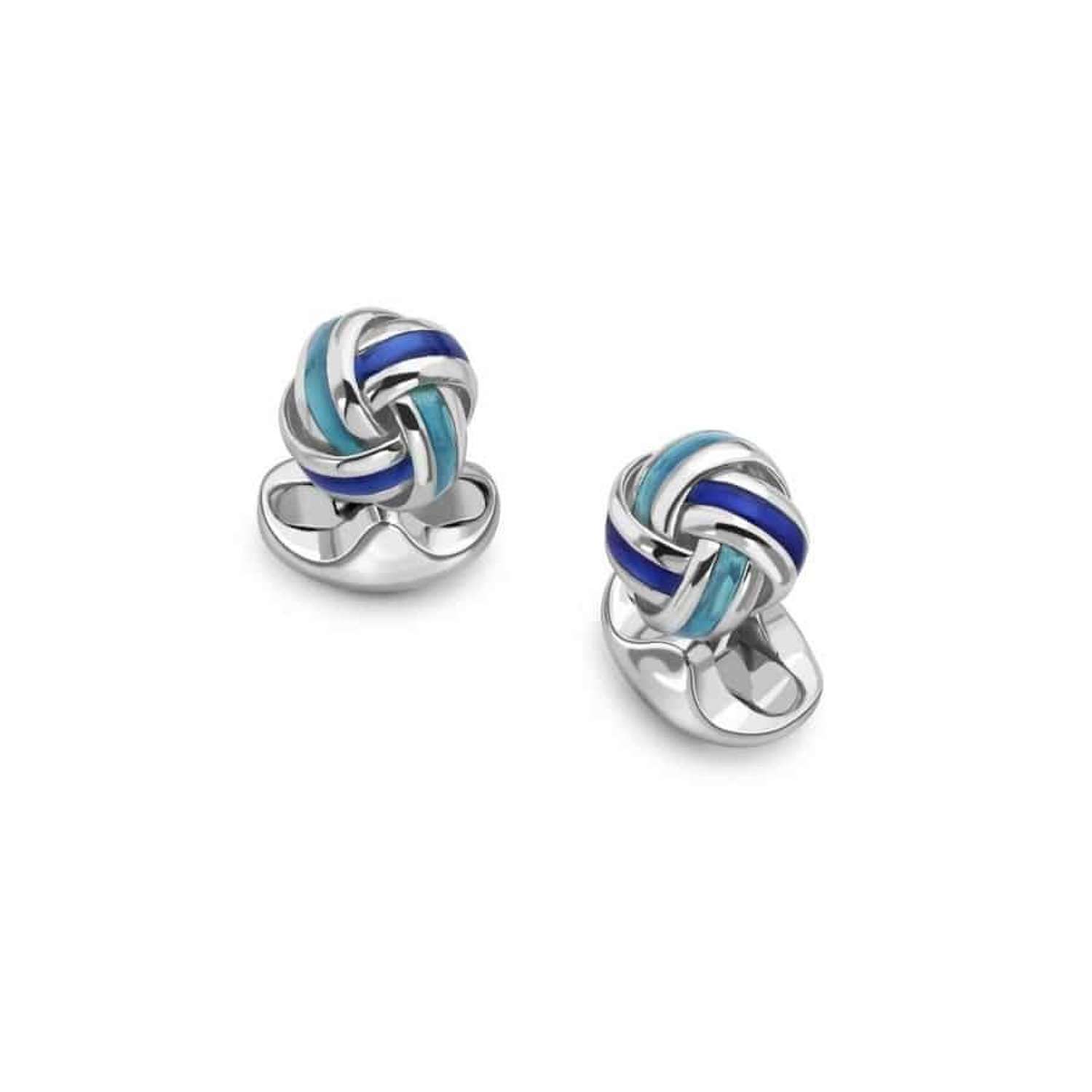Classic silver and enamel knot cufflinks