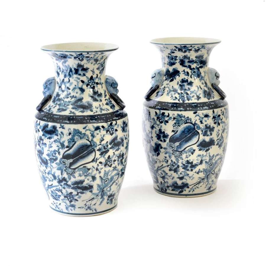 Pair of modern Chinese blue and white baluster vases
