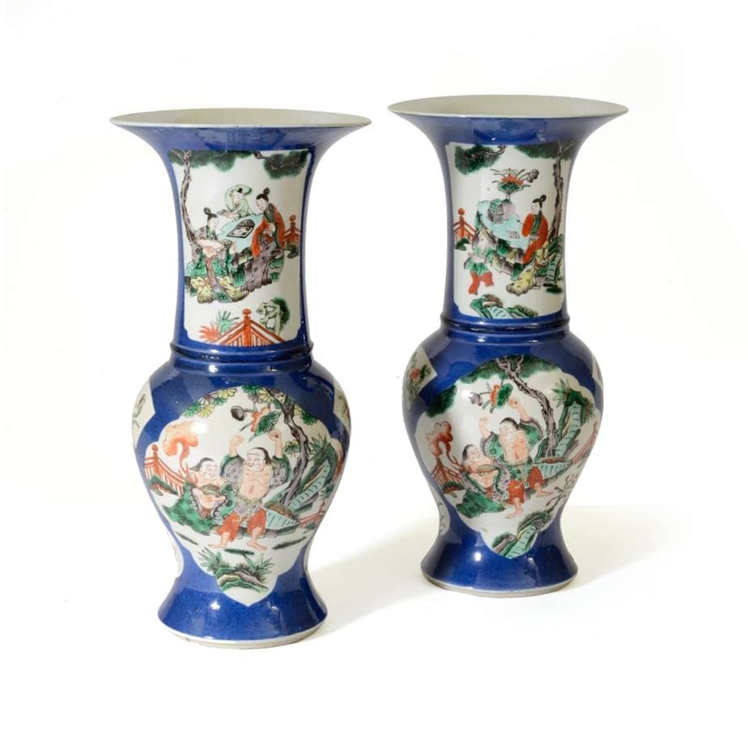 Pair of late 19th Century Chinese Famille Verte vases
