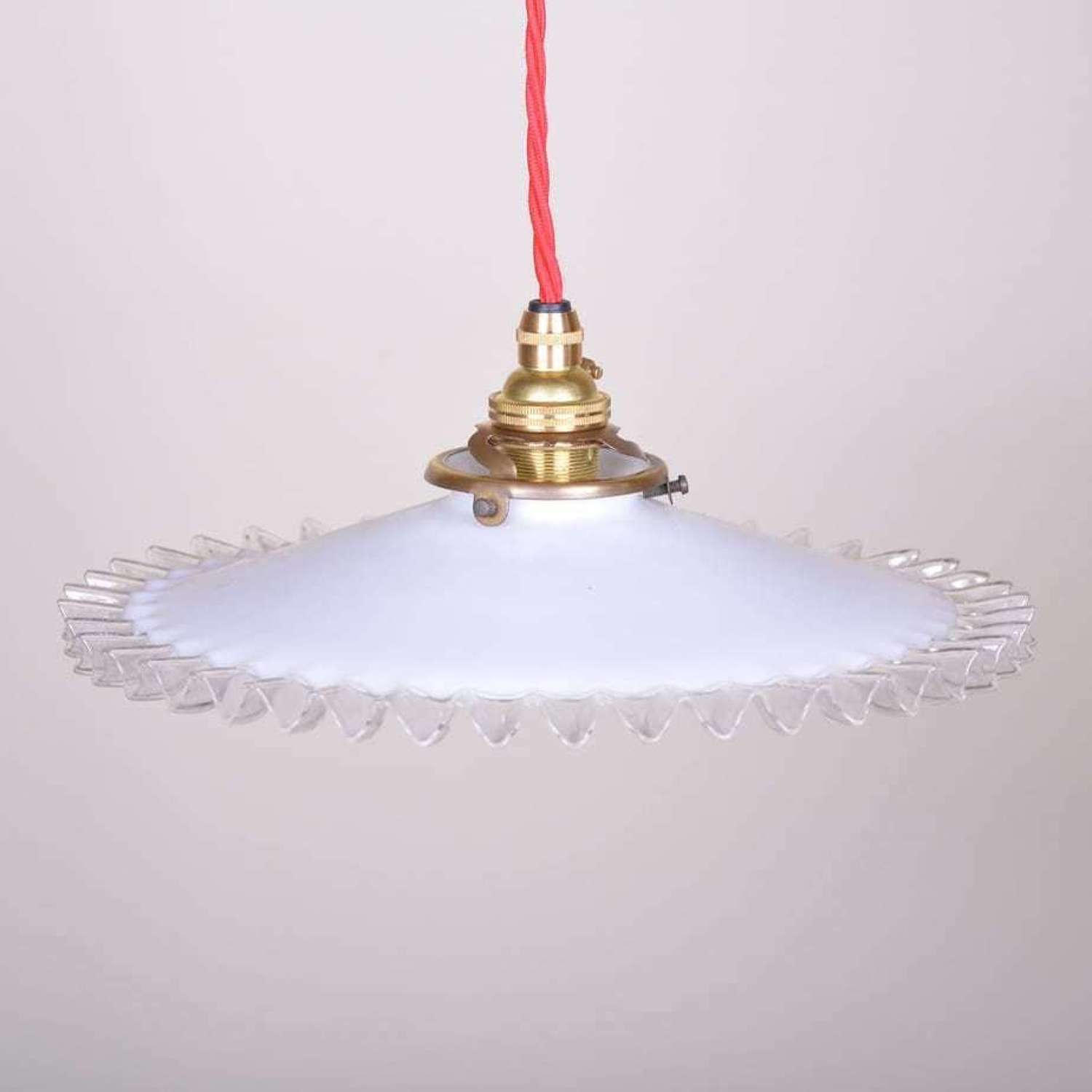 French vintage glass frill pendant light shade