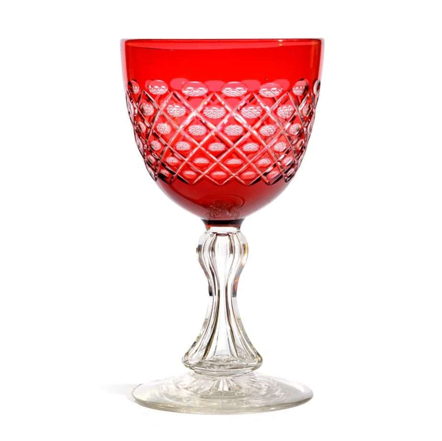 Large Stourbridge cranberry red crystal goblet/vase/jar
