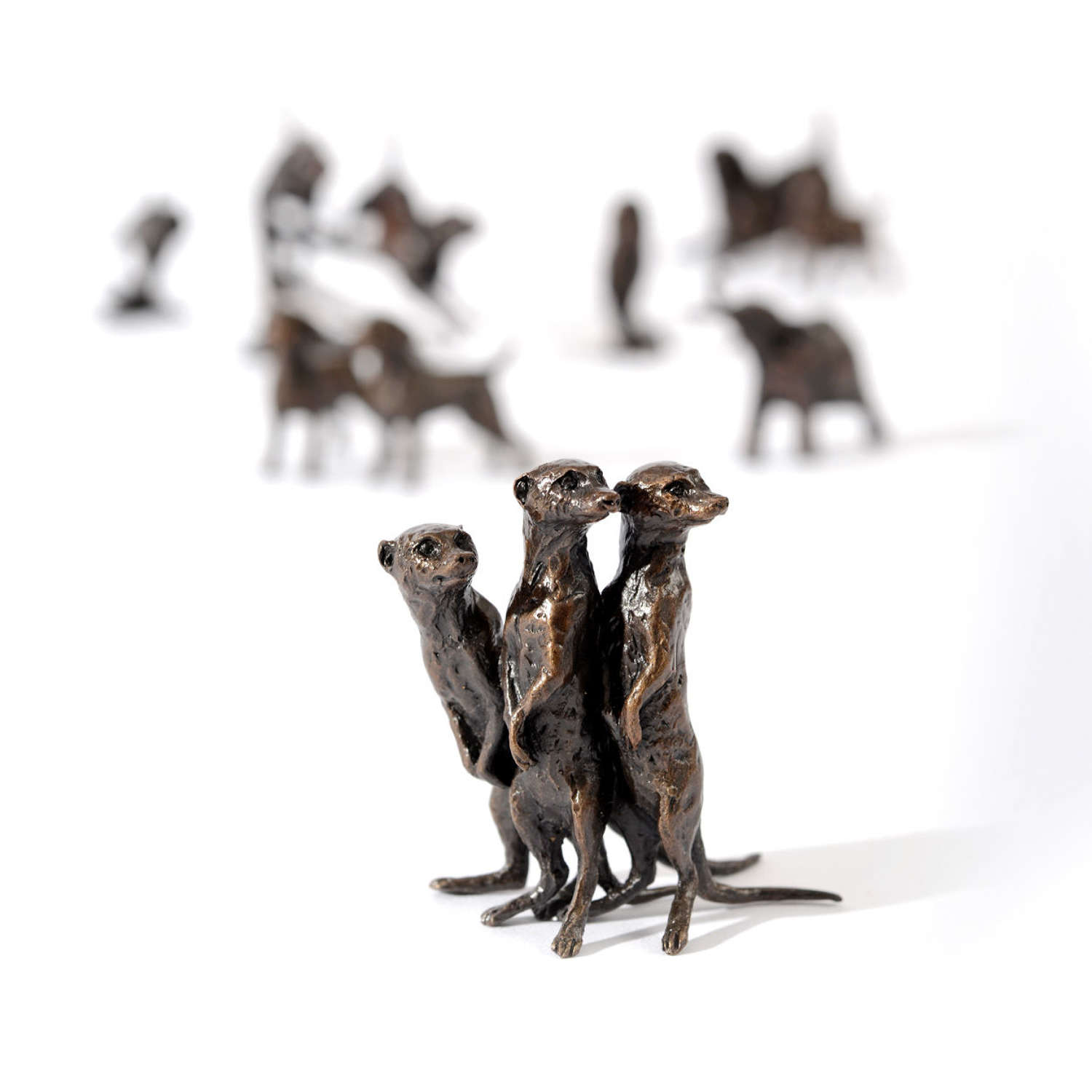 Butler & Peach Miniature Bronze Meerkat Group