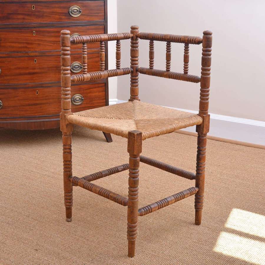 Oak bobbin corner chair