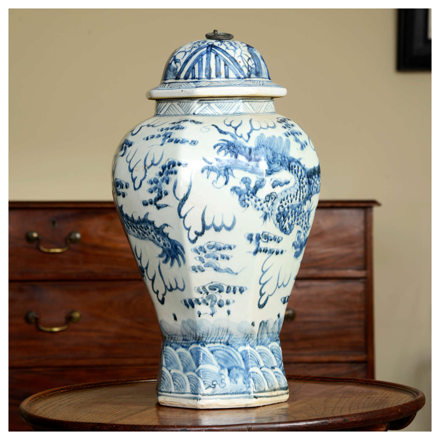 Large Chinese blue and white spice jar
