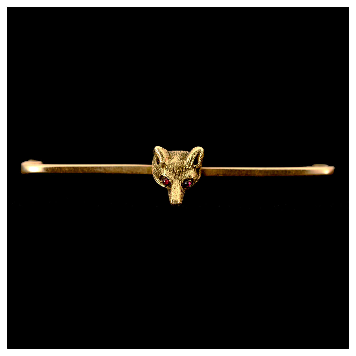 Edwardian gold fox mask stock pin