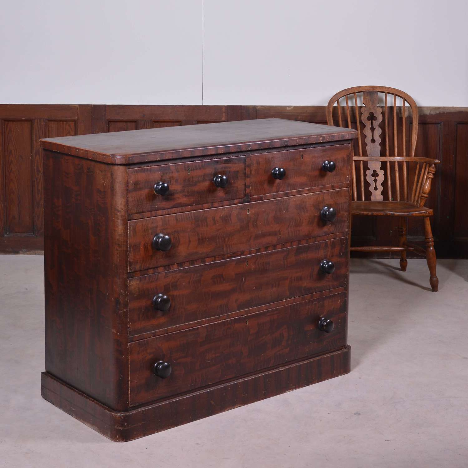 19th Century hand painted pine chest of drawers