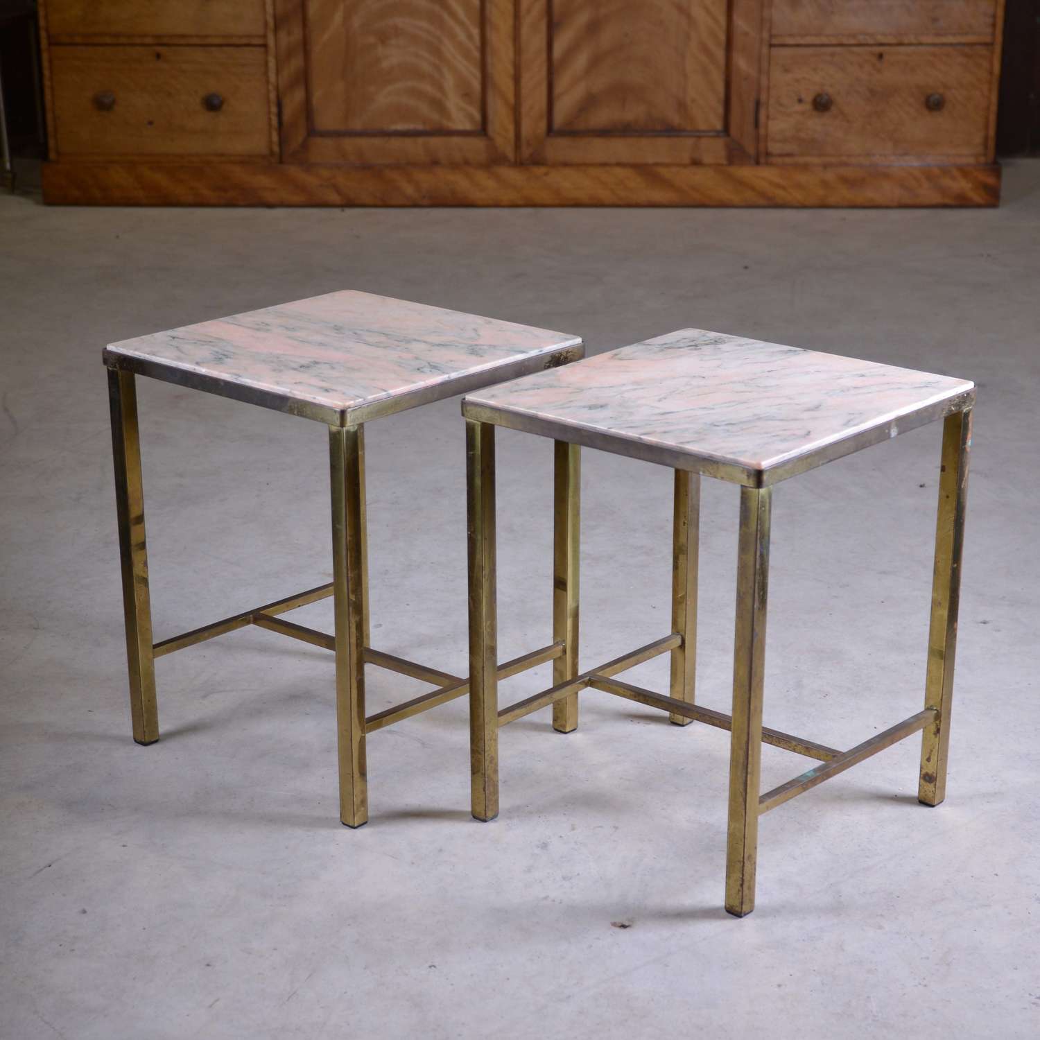 Pair of marble topped side tables