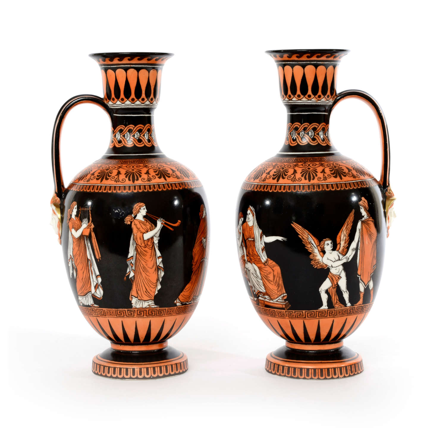A pair of Victorian Greek revival vases by Samuel Alcock & Co.