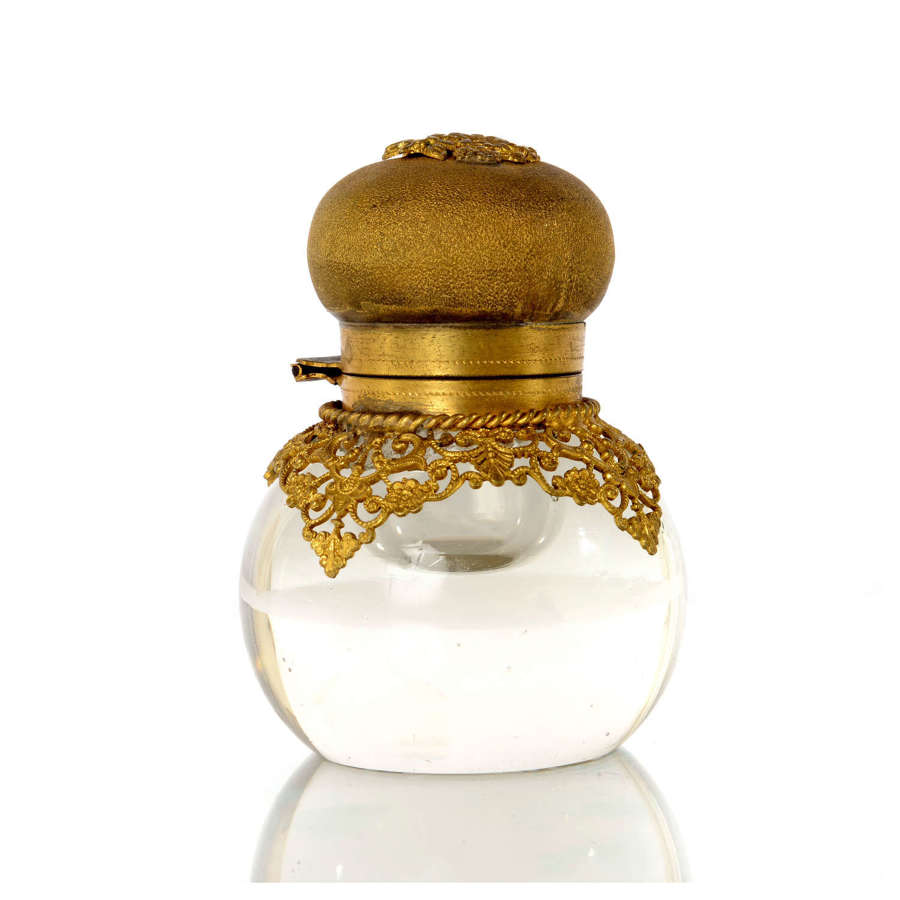 A 19th Century French Ormolu and glass ball ink bottle.