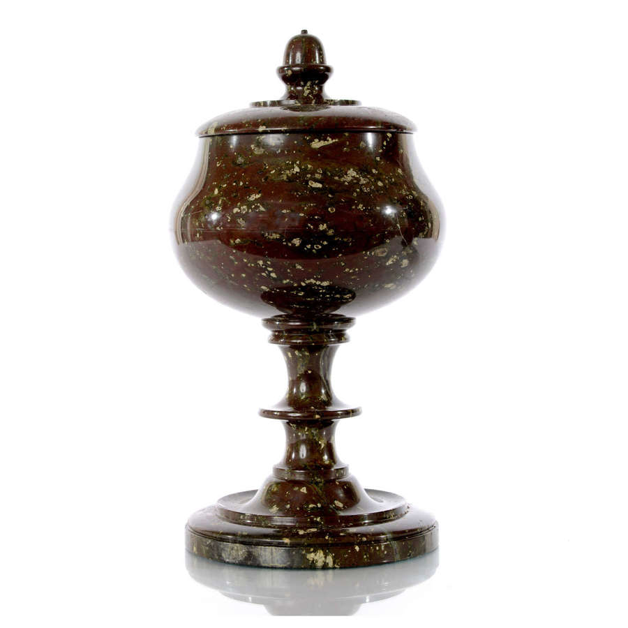 A 19th Century hardstone urn and cover.
