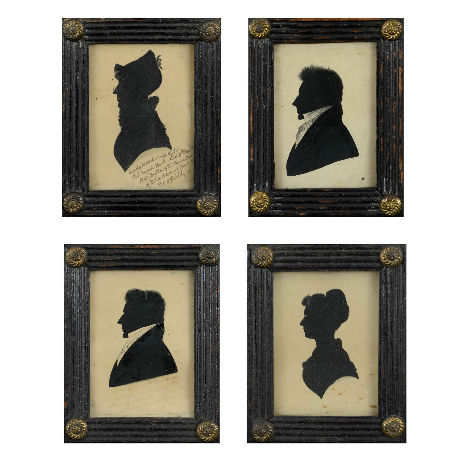 Four portrait silhouettes of Lady Wood and relatives