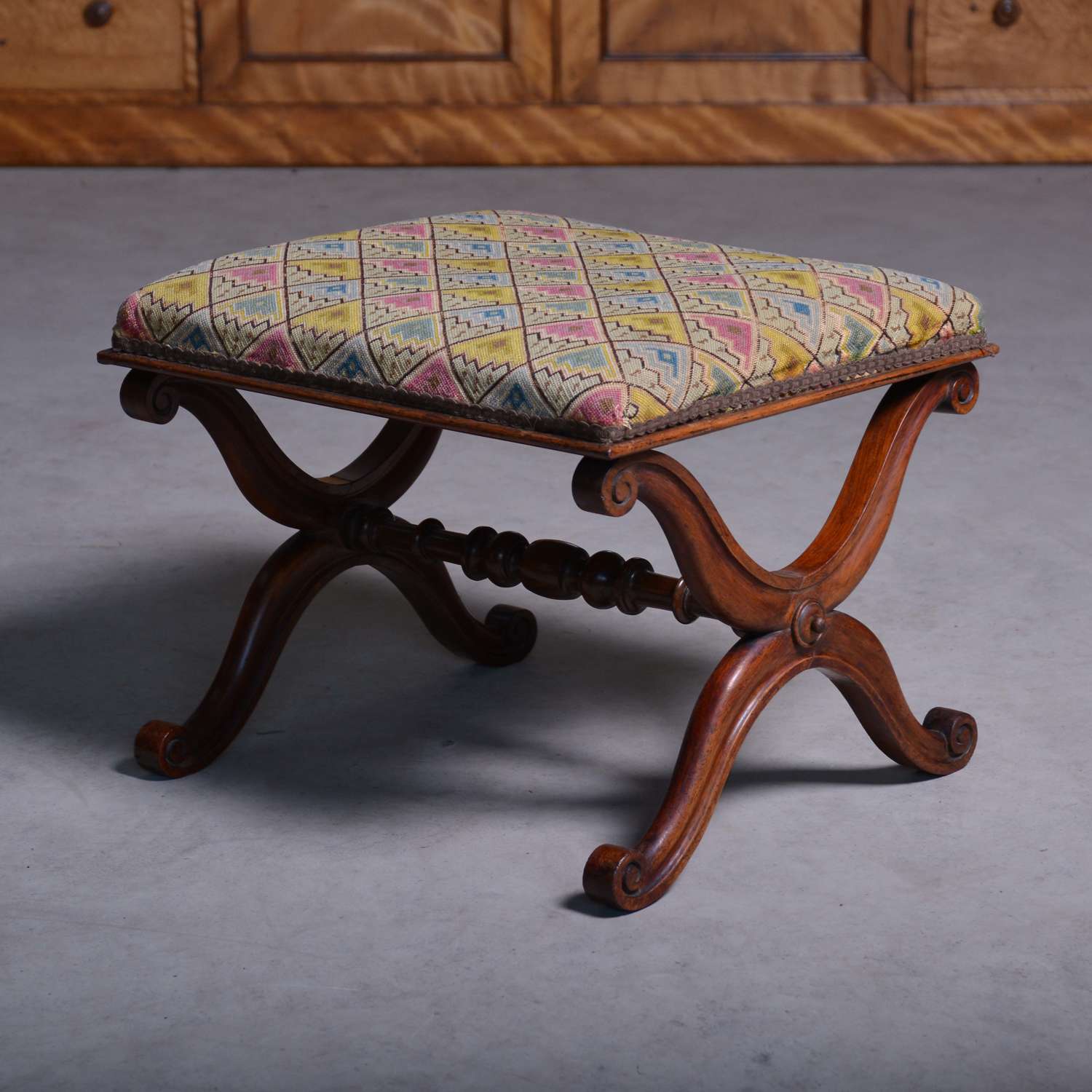 Regency rosewood X-frame stool - Thomas Hope