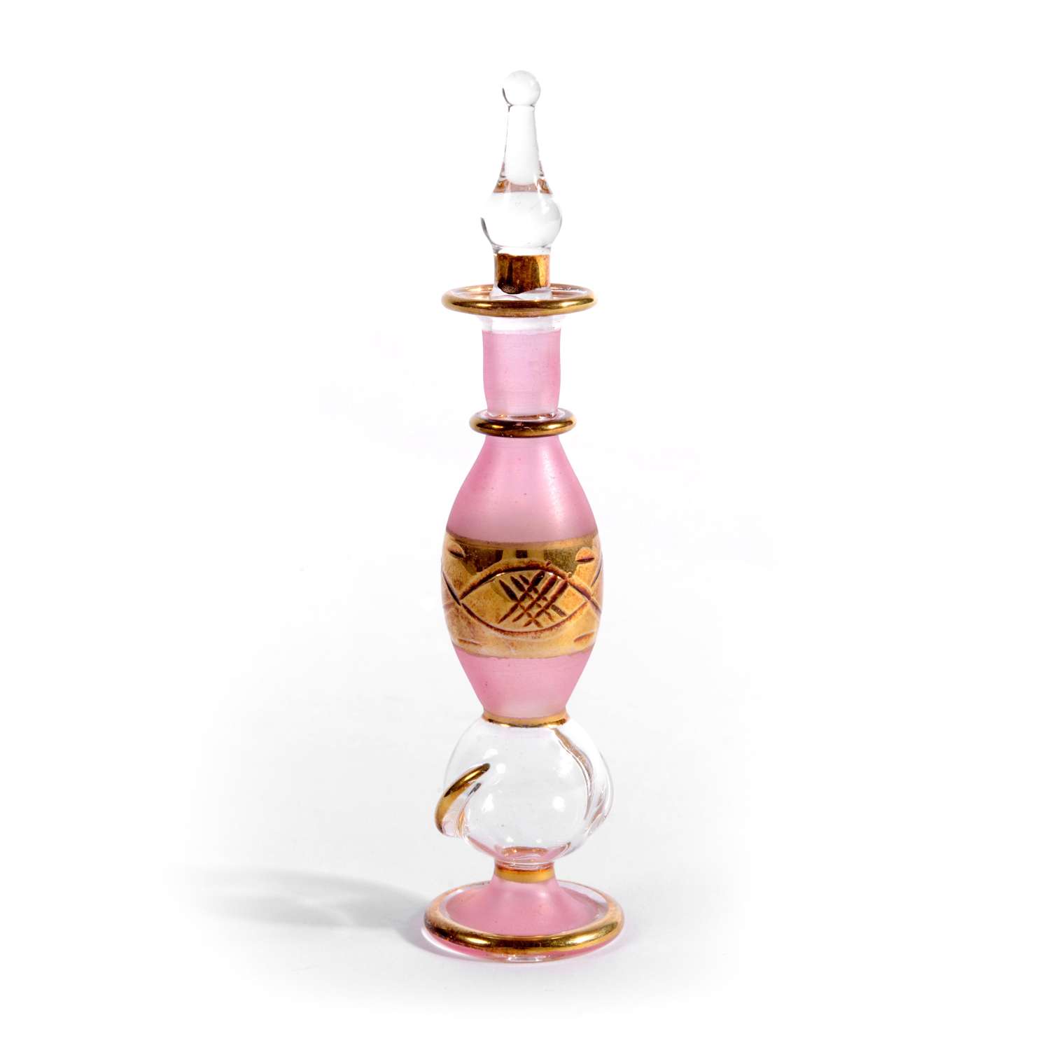 20th Cent French pink and gold scent bottle