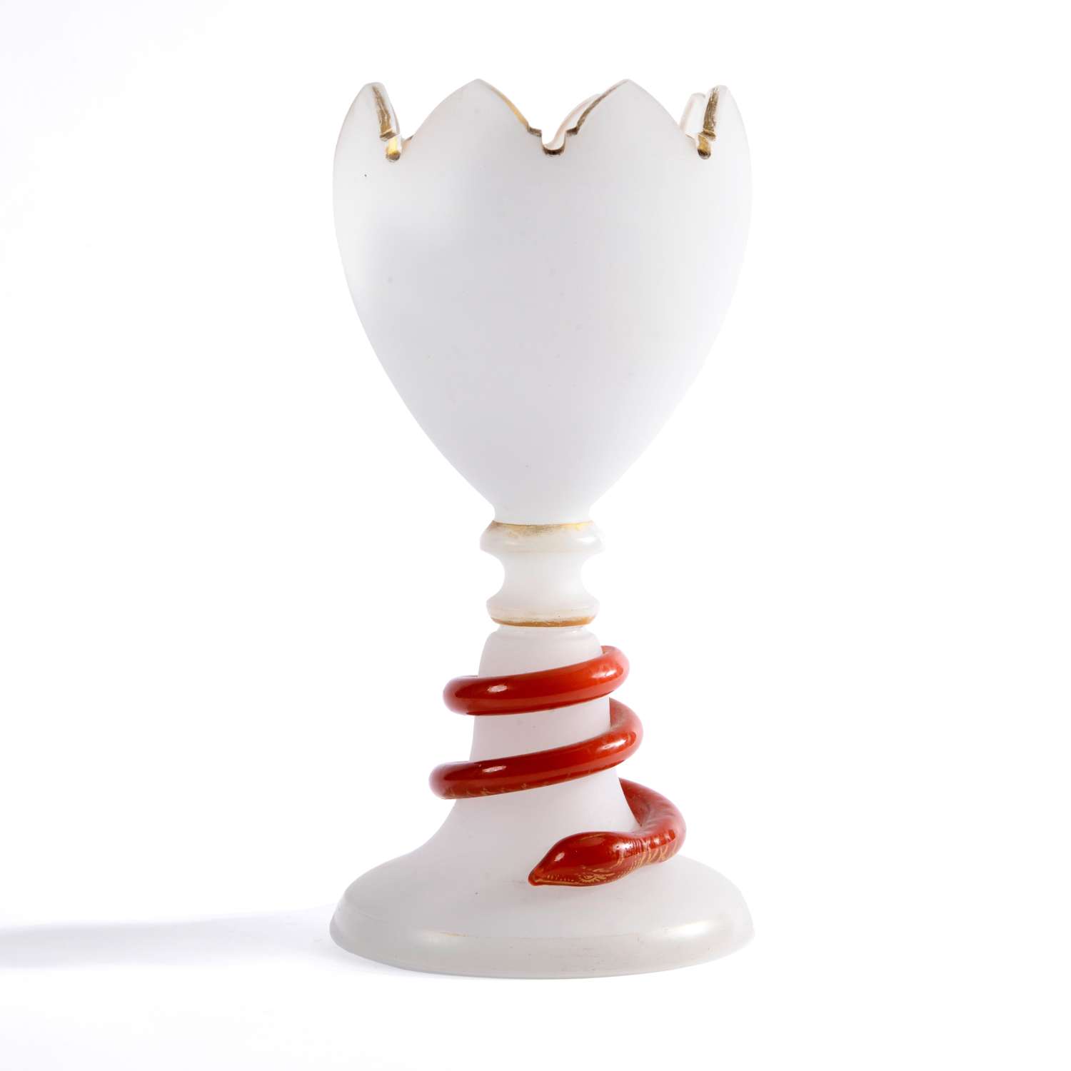French 19th Cent Opaline glass serpent goblet