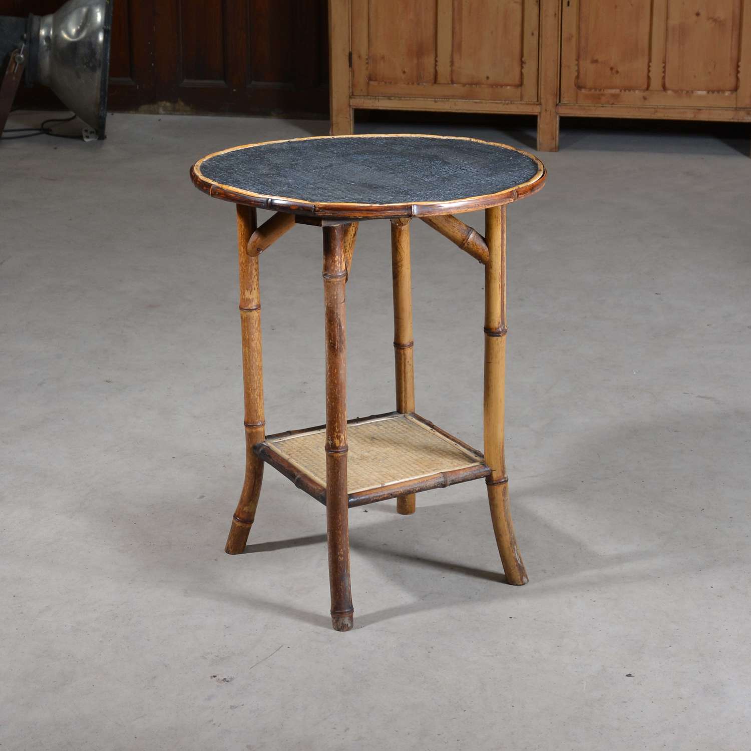 Circular bamboo side table or bedside