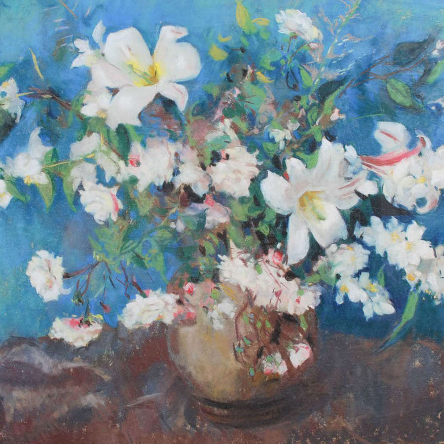 Lena Alexander (Scottish, 1899-1983) Roses Lilies and Syringa