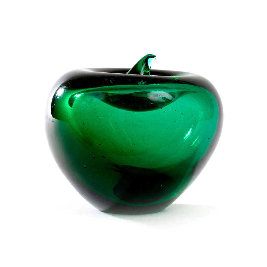 Vintage Green Glass Apple Paperweight