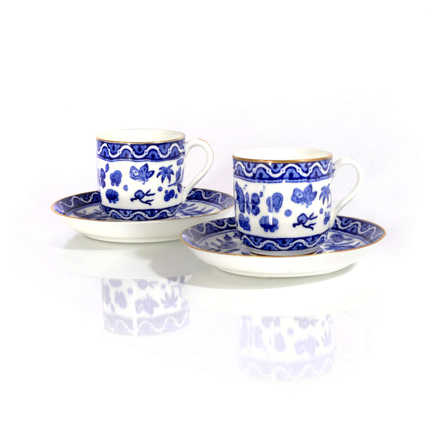 Royal Doulton Blue and White Coffee Cups and Saucers