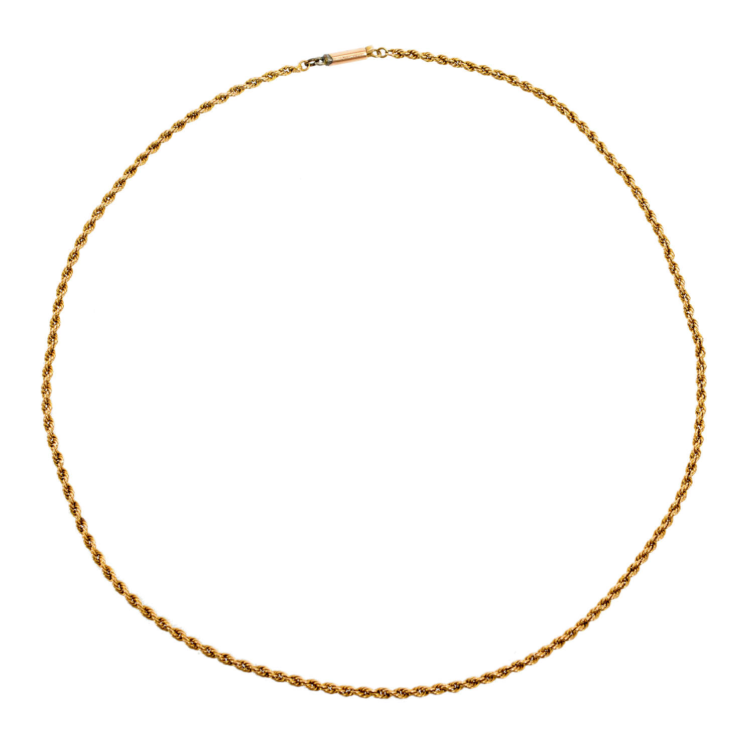 An Edwardian 15ct gold rope link neck chain