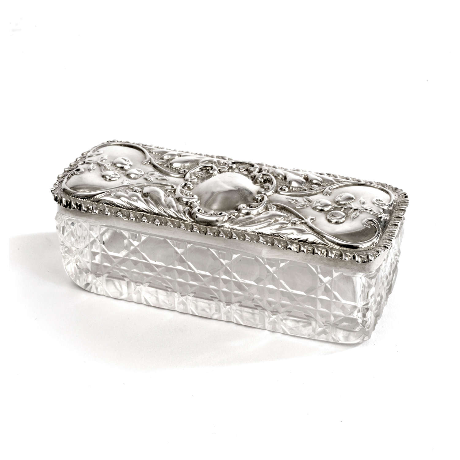 A Pretty Silver and Glass Trinket/Dressing Table Box