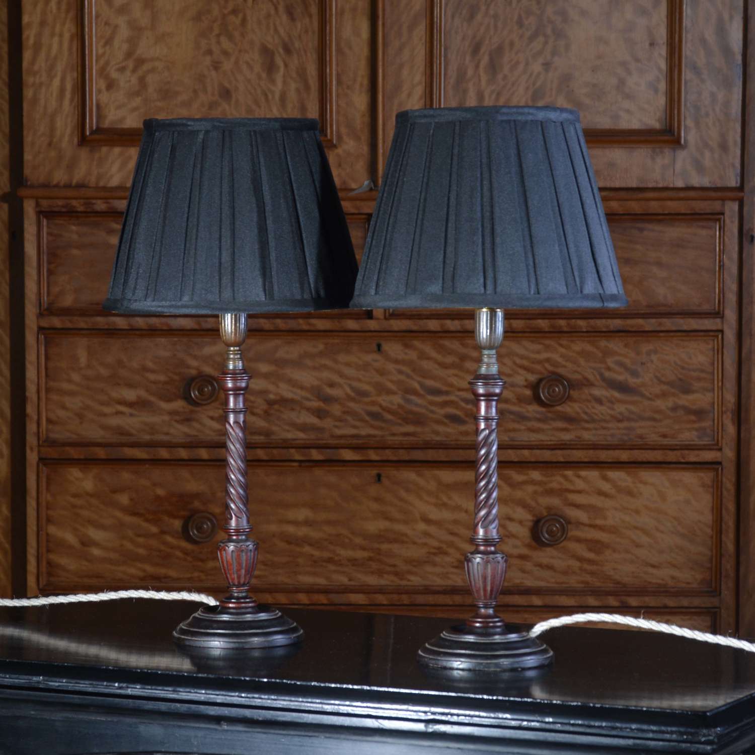 Pair of 18th Century Candlestick Lamps