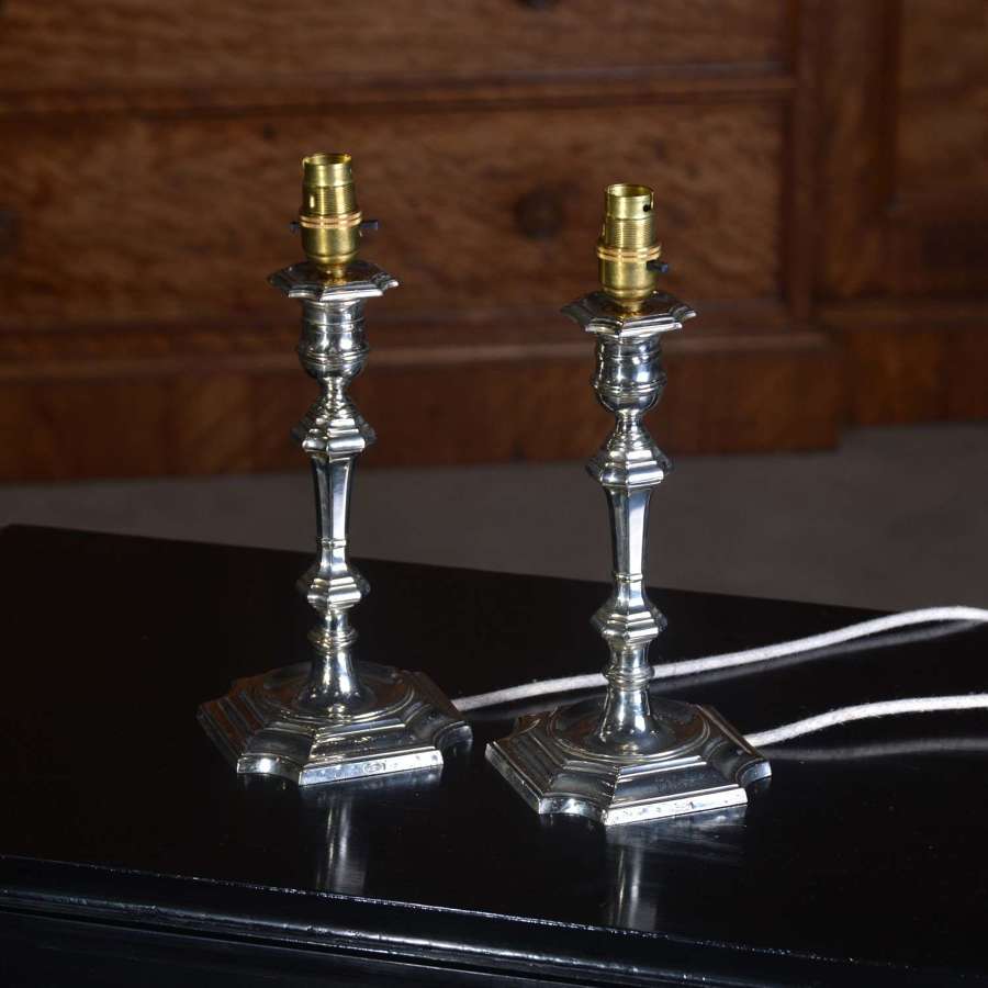 Pair of Silver Plated Lamps by Elkington & Co.