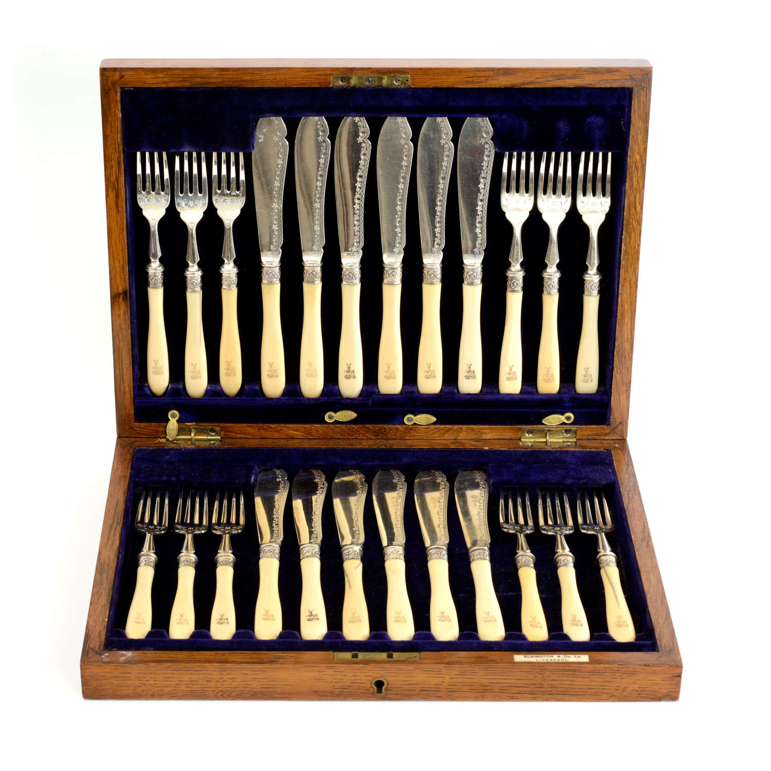 A Boxed set of Silver Fish or Starter Knives and Forks, 1909.
