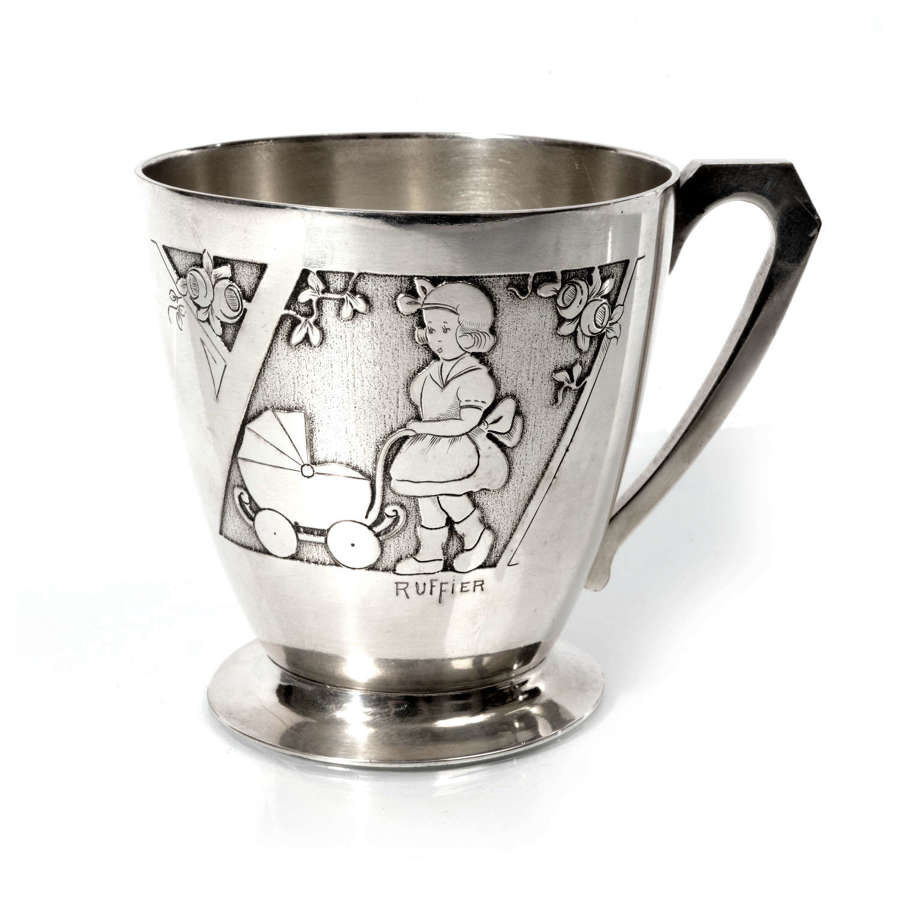 Silver Art Deco Continental Christening Cup