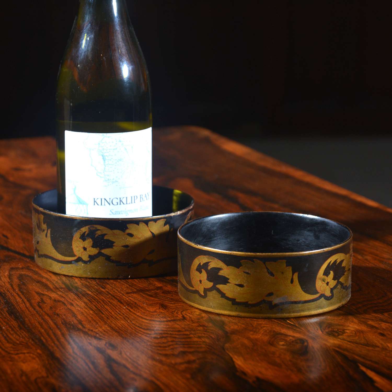 Pair of Regency Papier Maché Wine Coasters
