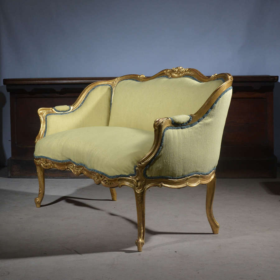 French Louis XV Style Gilt Sofa, or Settee