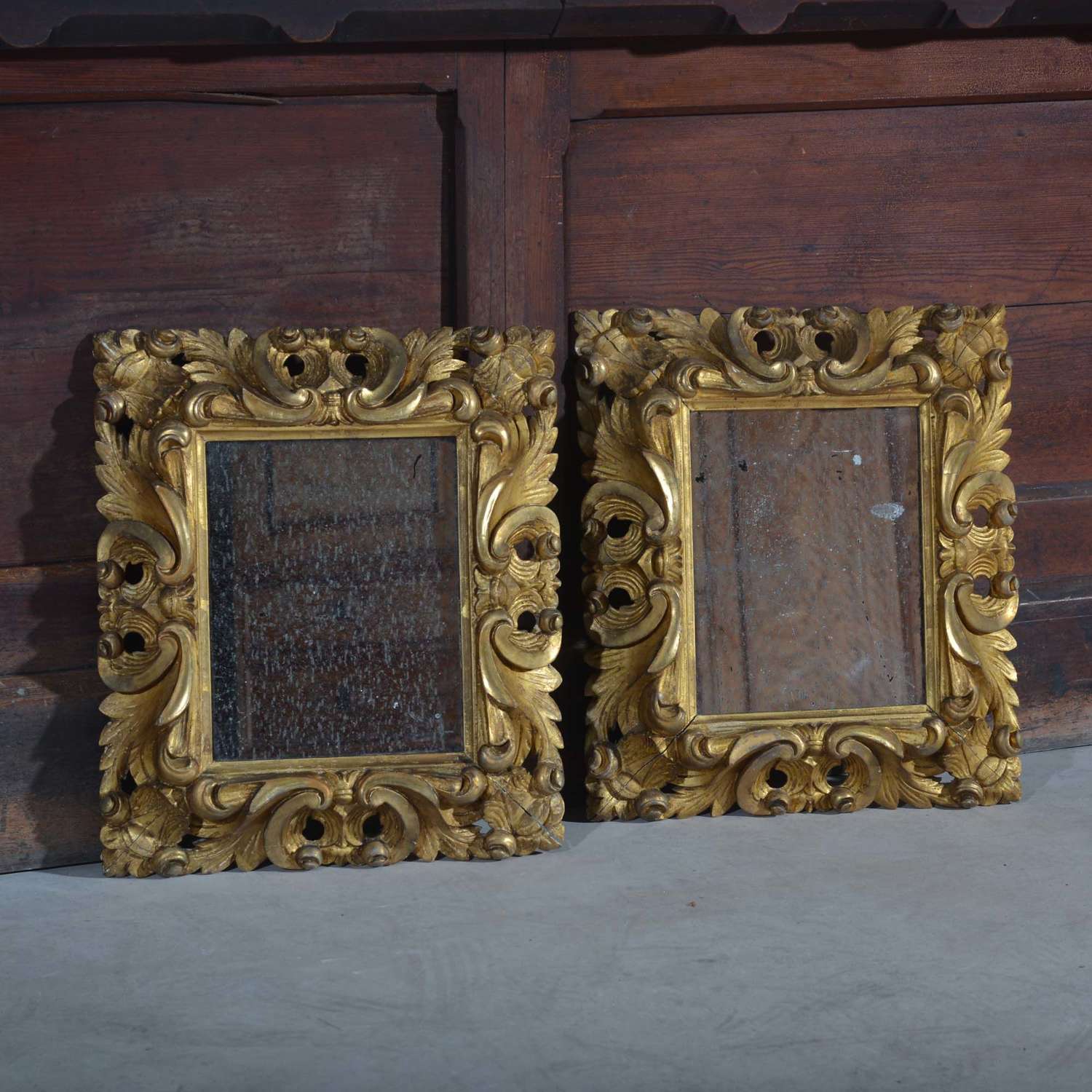 Pair of Venetian Carved Giltwood Mirrors