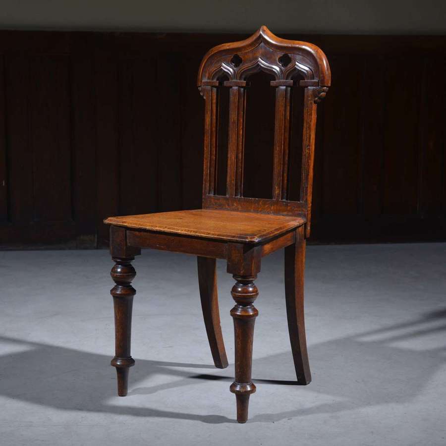 Victorian Gothic Pugin Oak Hall Chair